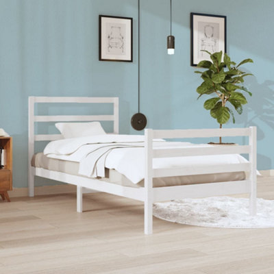 Berkfield Bed Frame White Solid Wood Pine 90x200 cm