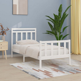 Berkfield Bed Frame White Solid Wood Pine 90x200 cm
