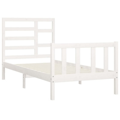 Berkfield Bed Frame White Solid Wood Pine 90x200 cm