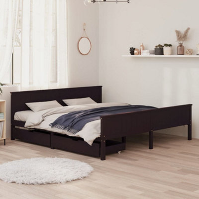 Dark brown wood queen store bed frame