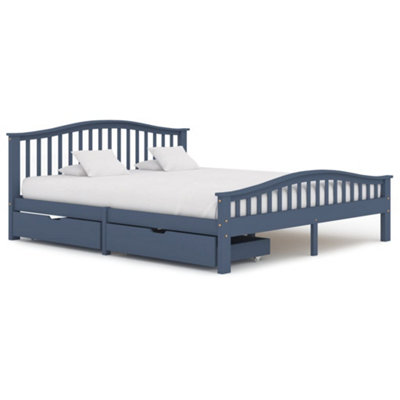Berkfield Bed Frame with 2 Drawers Grey Solid Pine Wood 180x200 cm