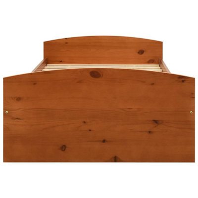 Berkfield Bed Frame with 2 Drawers Honey Brown Solid Pine Wood 90x200 cm