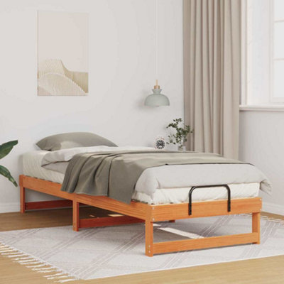 Berkfield Bed Frame with Carry Handles Brown Solid pine wood