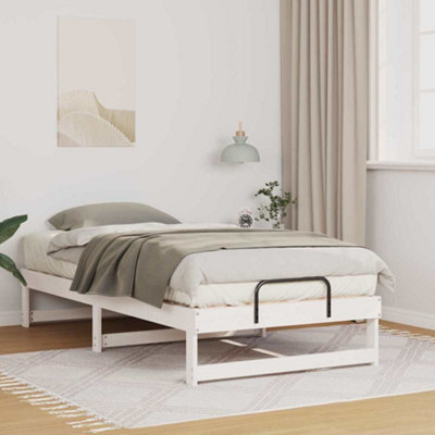 Berkfield Bed Frame with Carry Handles White Solid pine wood