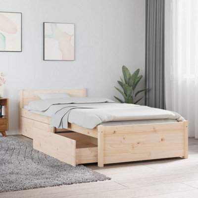 Berkfield Bed Frame with Drawers 75x190 cm 2FT6 Small Single