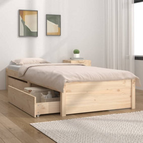 Berkfield Bed Frame with Drawers 75x190 cm 2FT6 Small Single