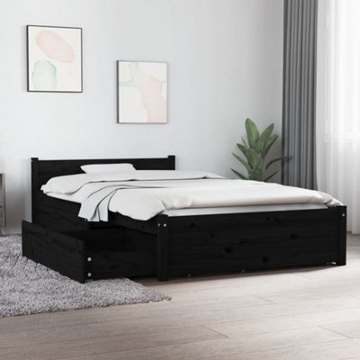 Black bed deals with drawers underneath