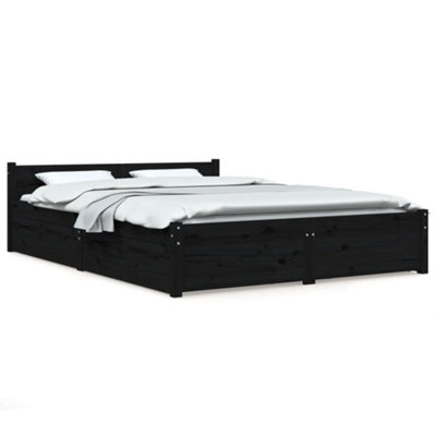 Berkfield Bed Frame with Drawers Black 135x190 cm 4FT6 Double