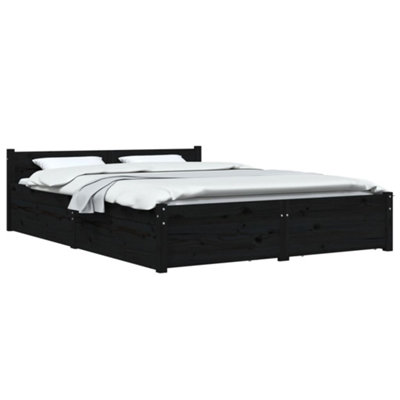 Berkfield Bed Frame with Drawers Black 135x190 cm 4FT6 Double