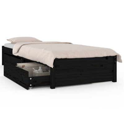 Berkfield Bed Frame with Drawers Black 90x190 cm 3FT Single DIY
