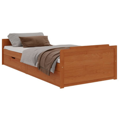Berkfield Bed Frame with Drawers Honey Brown Solid Wood Pine 90x200 cm