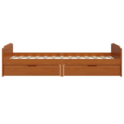 Berkfield Bed Frame with Drawers Honey Brown Solid Wood Pine 90x200 cm