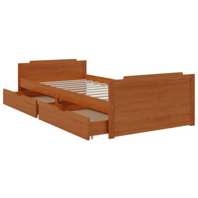 Berkfield Bed Frame with Drawers Honey Brown Solid Wood Pine 90x200 cm