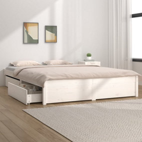 Berkfield Bed Frame with Drawers White 120x190 cm 4FT Small Double