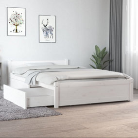 Berkfield Bed Frame with Drawers White 120x190 cm 4FT Small Double