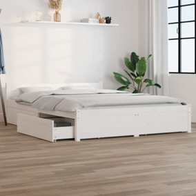 Berkfield Bed Frame with Drawers White 140x190 cm