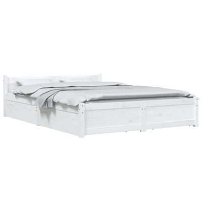 Berkfield Bed Frame with Drawers White 140x200 cm