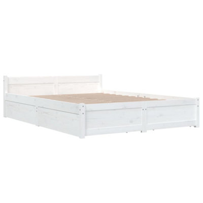 Berkfield Bed Frame with Drawers White 140x200 cm