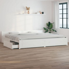 Berkfield Bed Frame with Drawers White 180x200 cm 6FT Super King