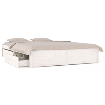 Berkfield Bed Frame with Drawers White 200x200 cm