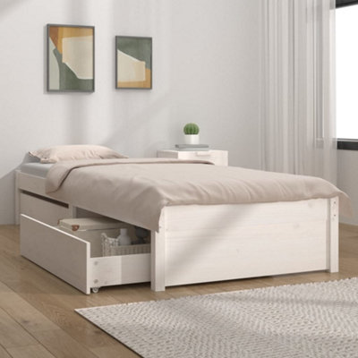 Berkfield Bed Frame with Drawers White 75x190 cm 2FT6 Small Single