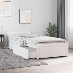 Berkfield Bed Frame with Drawers White 75x190 cm 2FT6 Small Single