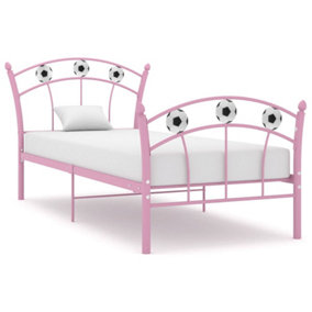 Berkfield Bed Frame with Football Design Pink Metal 90x200 cm