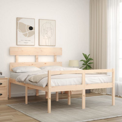 Berkfield Bed Frame with Headboard 140x190 cm Solid Wood
