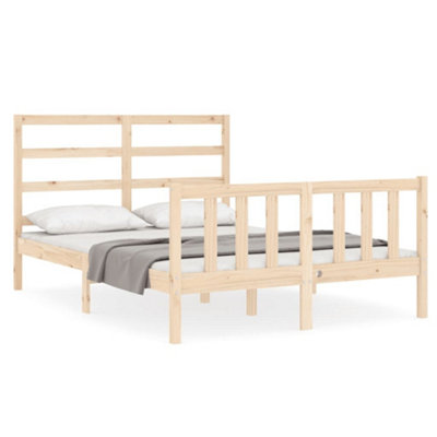 Berkfield Bed Frame with Headboard 140x190 cm Solid Wood