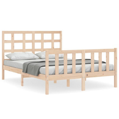 Berkfield Bed Frame with Headboard 140x190 cm Solid Wood