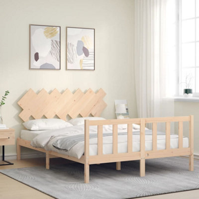 Berkfield Bed Frame with Headboard 140x190 cm Solid Wood