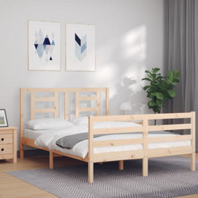 Berkfield Bed Frame with Headboard 140x190 cm Solid Wood