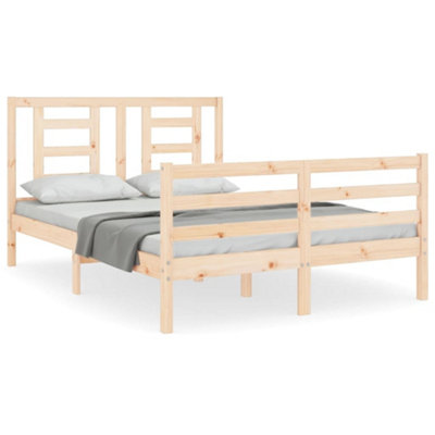 Berkfield Bed Frame with Headboard 140x190 cm Solid Wood