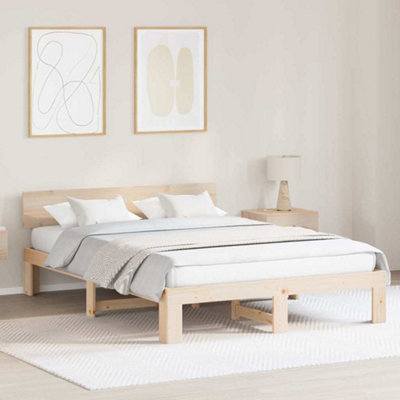 Berkfield Bed Frame with Headboard 160x200 cm Solid Pine Wood