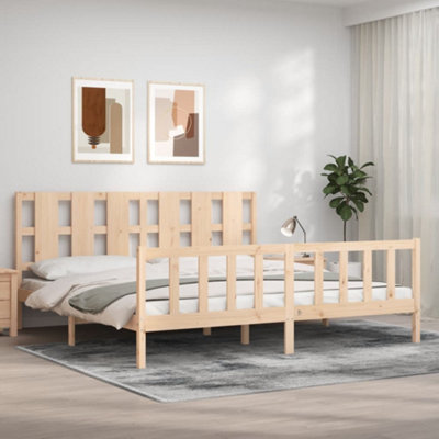 Berkfield Bed Frame with Headboard 180x200 cm Solid Wood