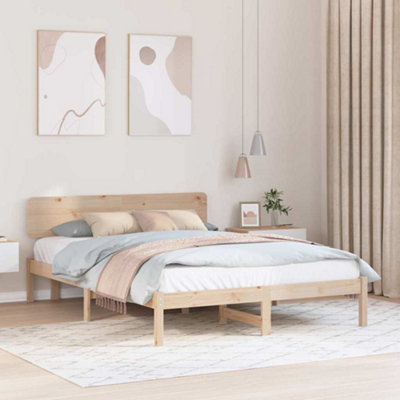 Berkfield Bed Frame with Headboard 200x200 cm Solid Pine Wood