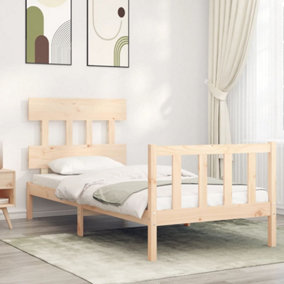 Berkfield Bed Frame with Headboard 2FT6 Small Single Solid Wood