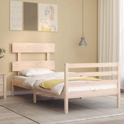 Berkfield Bed Frame with Headboard 90x200 cm Solid Wood