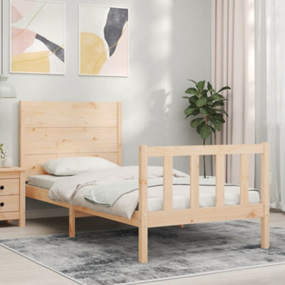 Berkfield Bed Frame with Headboard 90x200 cm Solid Wood