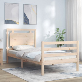 Berkfield Bed Frame with Headboard 90x200 cm Solid Wood