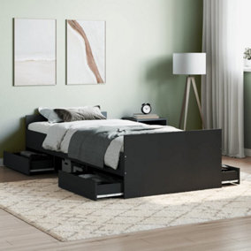 Berkfield Bed Frame with Headboard and Footboard Black 90x190 cm