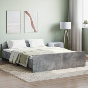 Berkfield Bed Frame with Headboard and Footboard Concrete Grey 160x200 cm