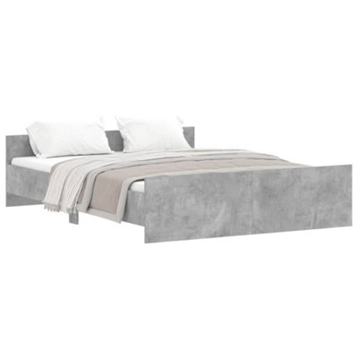 Berkfield Bed Frame with Headboard and Footboard Concrete Grey 160x200 cm