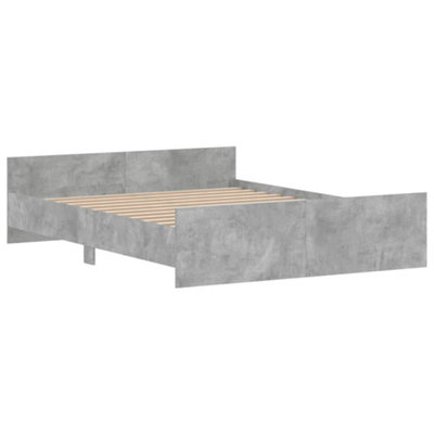 Berkfield Bed Frame with Headboard and Footboard Concrete Grey 160x200 cm