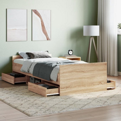 BERKFIELD BED FRAME WITH HEADBOARD AND FOOTBOARD SONOMA OAK 90X190 CM