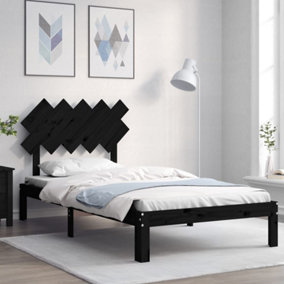 Berkfield Bed Frame with Headboard Black 100x200 cm Solid Wood