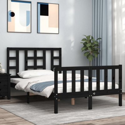 Berkfield Bed Frame with Headboard Black 120x200 cm Solid Wood