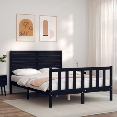 Berkfield Bed Frame with Headboard Black 120x200 cm Solid Wood