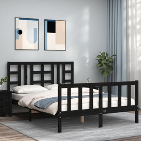 Berkfield Bed Frame with Headboard Black 140x200 cm Solid Wood