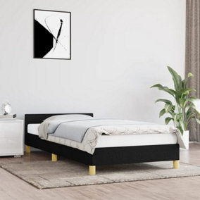 Berkfield Bed Frame with Headboard Black 90x190cm 3FT Single Fabric